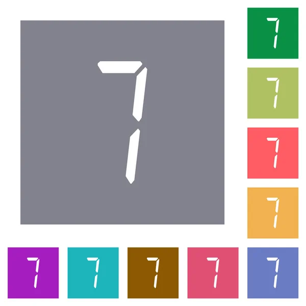 Digitalt nummer sju av sju segmenttyp kvadratiska flat ikoner — Stock vektor