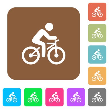 Binici yuvarlak kare düz simgeleri ile Bisiklet