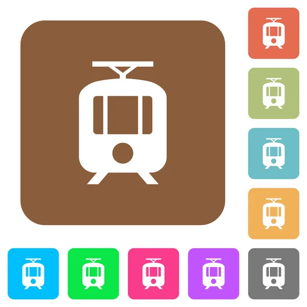 Tranvía redondeado cuadrados iconos planos — Vector de stock
