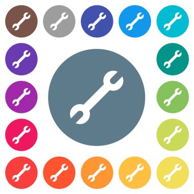 Yuvarlak renkli arkaplanda tek anahtarlı düz beyaz simgeler