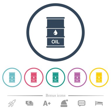 Yuvarlak anahatlarında Petrol varil düz renk simgeleri