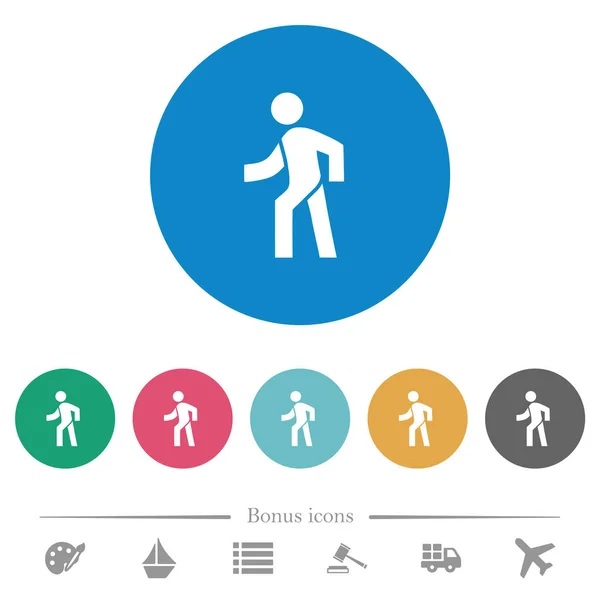 Man Walking left platte ronde pictogrammen — Stockvector