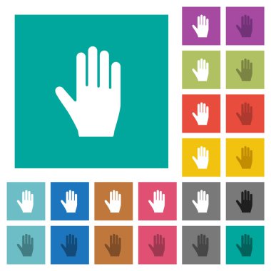 Sağ el kare düz çok renkli simgeler