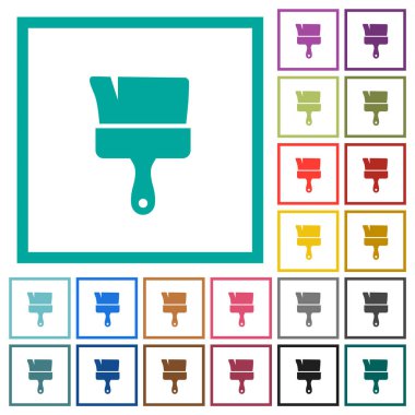 Çeyrek çerçeveli fırça düz renk simgeleri boya