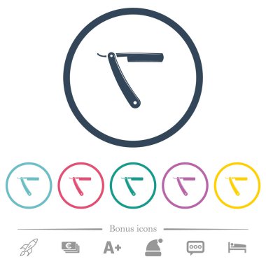 Yuvarlak anahatlarda düz jilet düz renk simgeleri