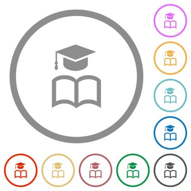 Anahatları ile kitap düz simgeleri ile Mezuniyet kapağı