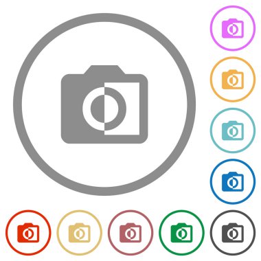 Anahatlı tek renkli fotoğraflar düz simgeler