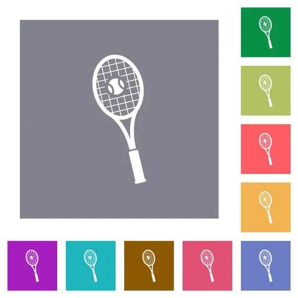 Tennis racket med Ball Square flat ikoner — Stock vektor