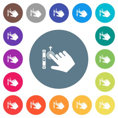 Sağ el, düz beyaz simgeleri yuvarlak renk arkaplanlarına kaydır