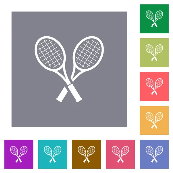 Две теннисные ракетки квадратные плоские иконы — стоковый вектор