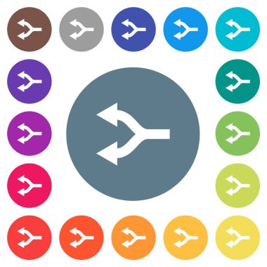 Sol düz beyaz simgeleri yuvarlak renk arkaplanlarına böl