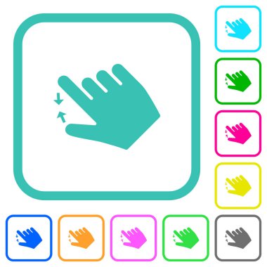 Sağ el çimdik yakın jest canlı renkli düz simgeler