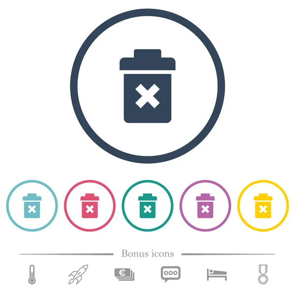 Eliminar iconos de color plano en contornos redondos — Archivo Imágenes Vectoriales