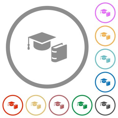 Anahatları ile kitap düz simgeleri ile Mezuniyet kapağı