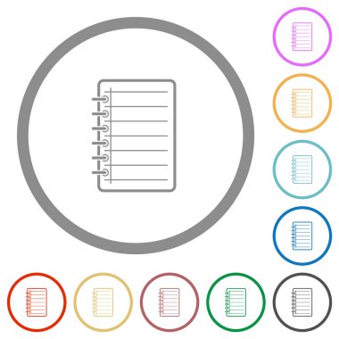 Anahatları ile not defteri düz simgeler