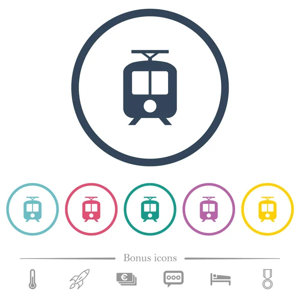 Tranvía iconos de color plano en contornos redondos — Vector de stock