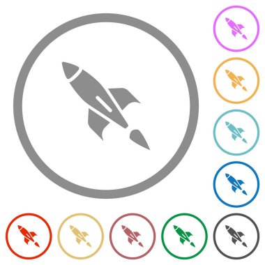 Anahatları ile Roket düz simgeleri