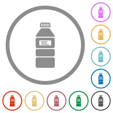 Anahatları ile etiket düz simgeleri ile su şişesi