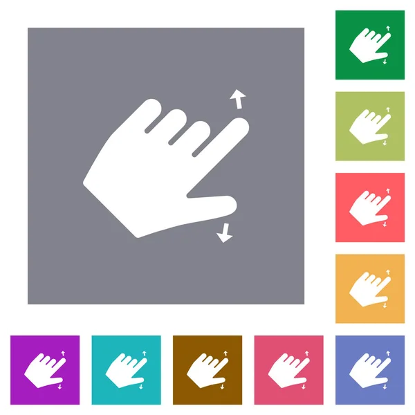 Gauche pincer geste ouvert carré icônes plates — Image vectorielle