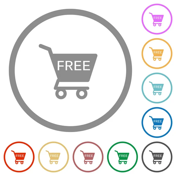Free shopping cart flat icons with outlines — Stock Vector
