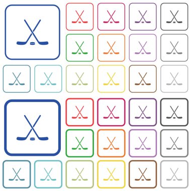 Puck özetlenen düz renk simgeleri ile Hokey sopa