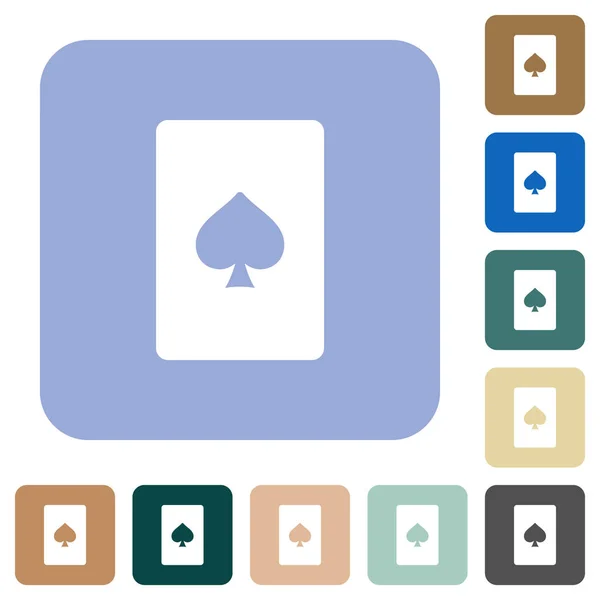Símbolo de cartão de espadas arredondado ícones planos quadrados — Vetor de Stock