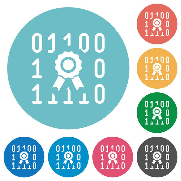 Digital certificate flat round icons