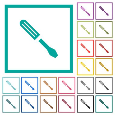 Dörtgen çerçeveli tek tornavida düz renk simgeleri