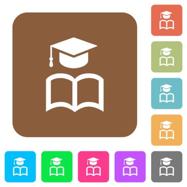 Kitap yuvarlak kare düz simgeleri ile Mezuniyet kapağı