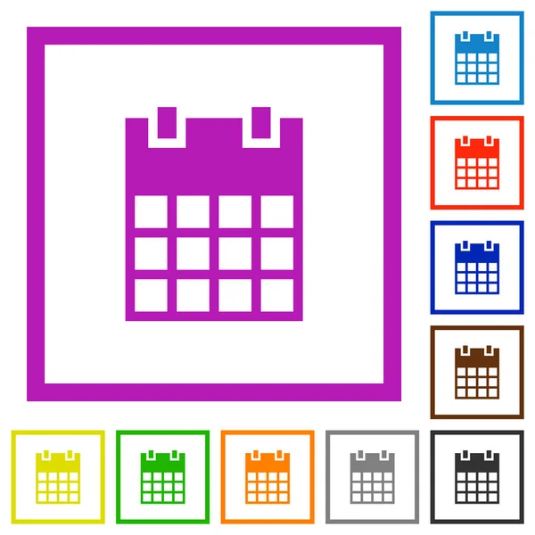 Iconos enmarcados planos de calendario único — Archivo Imágenes Vectoriales