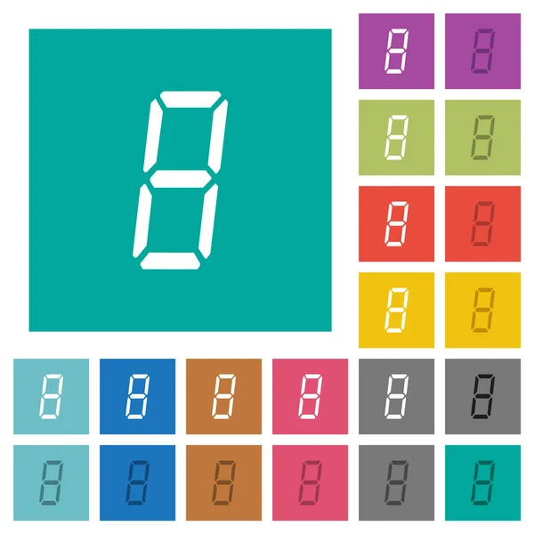 Número digital ocho de siete segmentos tipo cuadrado plano iconos multicolores — Archivo Imágenes Vectoriales