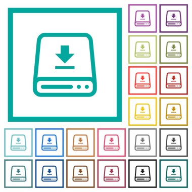 Dörtgen çerçeveli sabit disk düz renk simgelerine indirin
