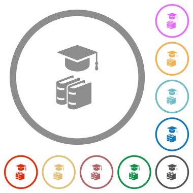 Anahatları ile kitap düz simgeleri ile Mezuniyet kapağı