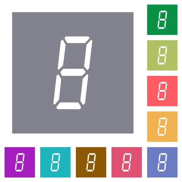 Número digital ocho de siete iconos planos cuadrados de tipo de segmento — Archivo Imágenes Vectoriales