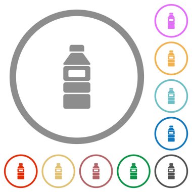 Anahatları ile etiket düz simgeleri ile su şişesi