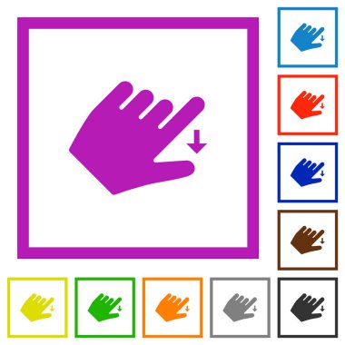 Sol el jest düz çerçeve simgeleri aşağı taşı