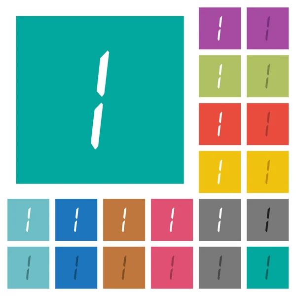 Digital número uno de siete segmentos tipo cuadrado plano iconos multicolores — Archivo Imágenes Vectoriales