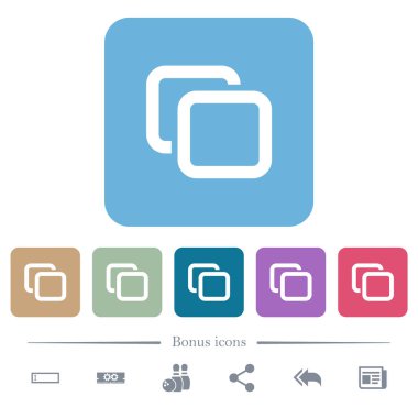 Renkli yuvarlak kare arkaplan üzerine beyaz sekme simgeleri. 6 bonus simgesi dahil