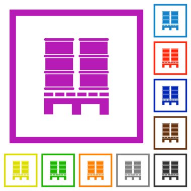 Beyaz arkaplanda kare çerçeveli düz renk simgelerine sahip palet