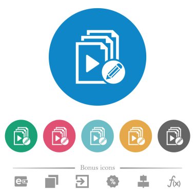 Çalma listesi düz beyaz simgelerini yuvarlak renk arkaplanlarında düzenle. 6 bonus simgesi dahil.