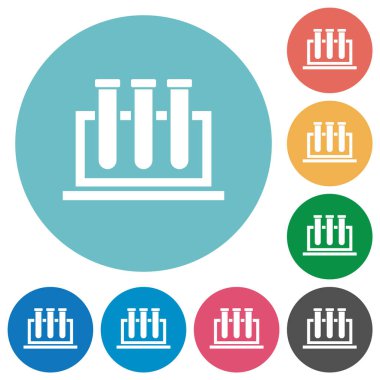 Yuvarlak arkaplan üzerinde düz beyaz kimya simgeleri