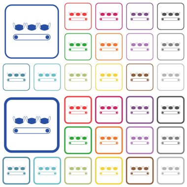 Maske, yuvarlak kare çerçevelerde düz renkli simgeler üretiyor. İnce ve kalın versiyonlar dahil.