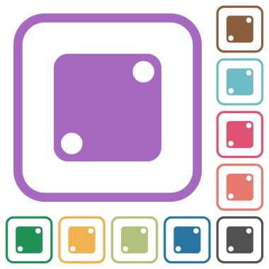 Domino beyaz arkaplanda renkli yuvarlak kare çerçeveli iki basit simge