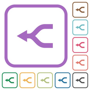 Okları soldaki basit simgeleri beyaz arkaplanda yuvarlak kare çerçevelerle birleştir