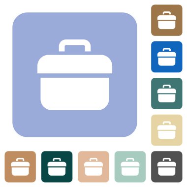 Renkli yuvarlak kare arkaplan üzerine beyaz düz simgeler