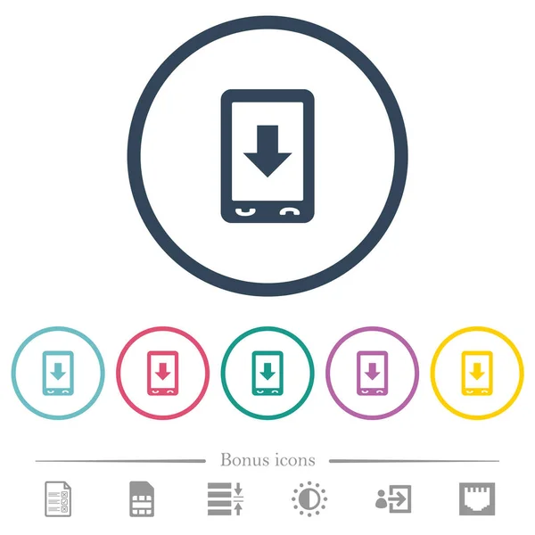 Mobile Faites Défiler Vers Bas Les Icônes Couleur Plates Dans — Image vectorielle