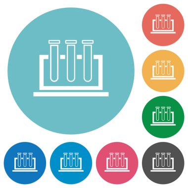Yuvarlak arkaplan üzerinde düz beyaz kimya simgeleri
