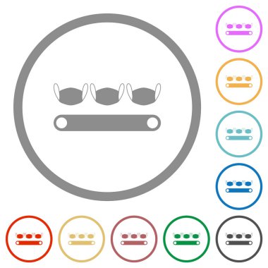 Beyaz arkaplanda yuvarlak çizgilerde düz renk simgeleri oluşturuluyor