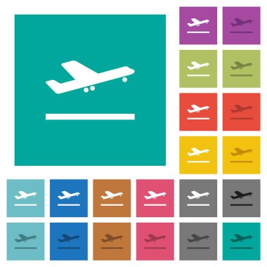Uçak düz arkaplan üzerinde çok renkli düz ikonlar kullanır. Uçan veya etkin efektler için beyaz ve koyu simge varyasyonları.