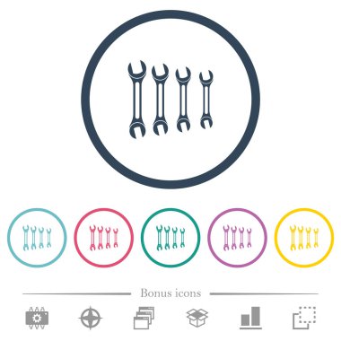 Yuvarlak çizgilerde düz renk simgeleri. 6 bonus simgesi dahil.